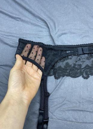 Идеальный серный кружевной сексуальный секси пояс поясок для чулков прозрачный с вышивкой4 фото