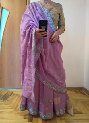 Красивое сари с вышивкой, индийский наряд9 фото