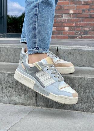 Adidas forum exhibit low beige grey кроссовки кожаные5 фото