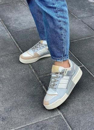 Adidas forum exhibit low beige grey кроссовки кожаные1 фото