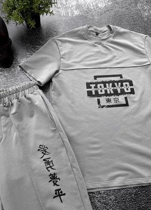 Летний комплект футболка + трикотажные шорты. мужской комплект двойка летний