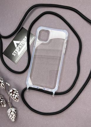 Чехол для iphone 13 mini со шнурком на шею плечо прозрачный силиконовый толстый противоударный3 фото
