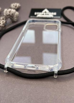 Чехол для iphone 13 mini со шнурком на шею плечо прозрачный силиконовый толстый противоударный2 фото