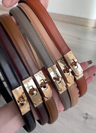 Ремень кожаный брендовый с замком hermes