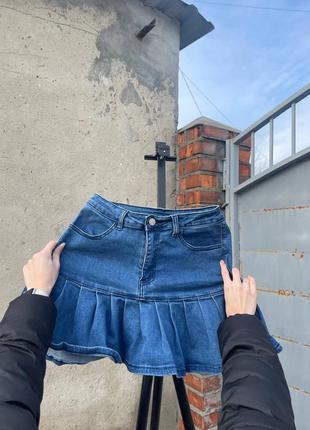 Джинсова плісована юбка1 фото