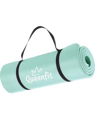 Килимок (мат) для йоги та фітнесу queenfit nbr 1,5 см бірюзовий7 фото