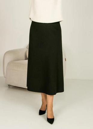 Теплая черная длинная женская юбка-трапеция для солидных женщин большого размера