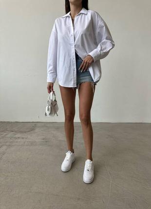 Классическая женская белая рубашка из коттона в стиле zara3 фото