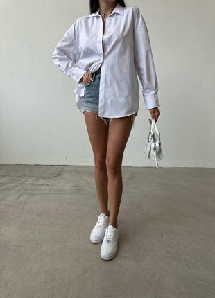 Классическая женская белая рубашка из коттона в стиле zara4 фото