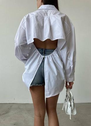 Классическая женская белая рубашка из коттона в стиле zara6 фото