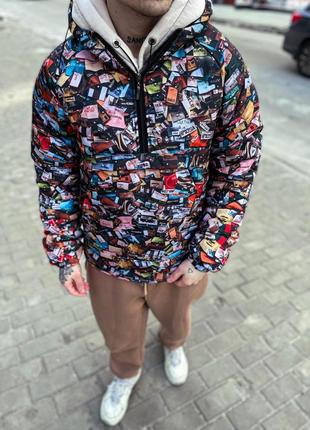 Демісезонний анорак з принтом. осінній анорак чоловічий утеплений
