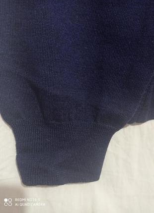 Р5. шерстяной мериносовый тёмно-синий пуловер джемпер с v-горловиной шерсть меринос вовна3 фото
