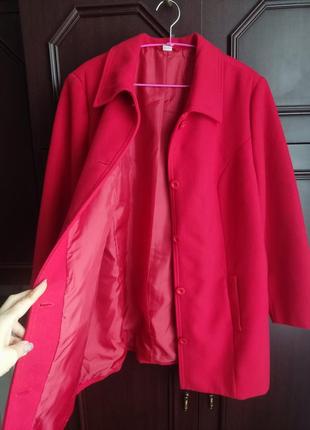 Пальто червоне кашемір батал, куртка, жакет великий розмір, кардиган3 фото