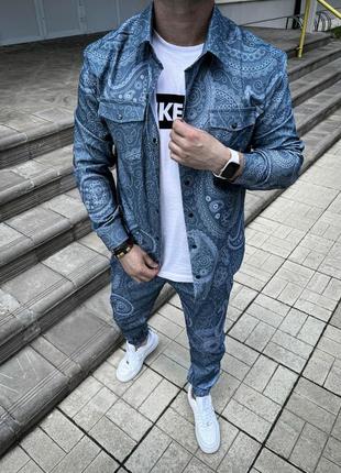 Чоловічий костюм кежуал. костюм з принтом. піджак + штани