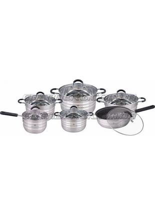 Набор кухонной посуды из нержавеющей стали 12 предметов edenberg eb-4080 набор кастрюль для индукционной плиты3 фото
