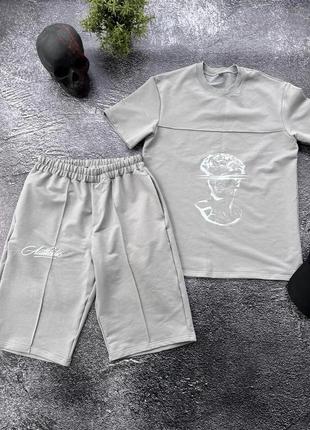 Летний комплект футболка + трикотажные шорты. мужской комплект двойка летний