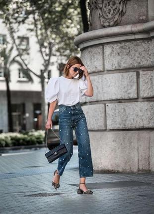 Джинсы zara с жемчугом
