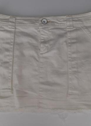Юбка джинсовая белая короткая  размер  l1 фото