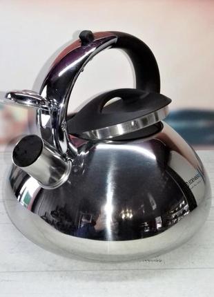 Чайник зі свистком 3л з нержавіючої сталі edenberg eb-1323 чайник для індукційної плити чайник газовий4 фото