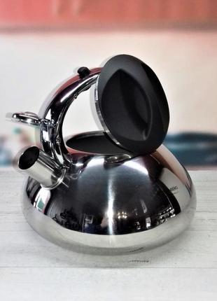 Чайник зі свистком 3л з нержавіючої сталі edenberg eb-1323 чайник для індукційної плити чайник газовий3 фото