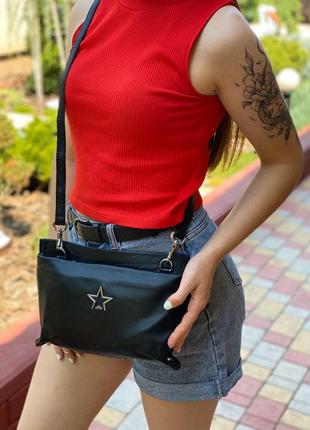 Женская кожаная сумка через плечо polina & eiterou жіноча шкіряна кросс-боди сумочка1 фото