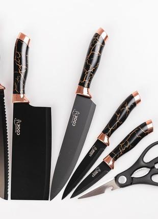 Набір кухонних ножів з нержавіючої сталі 6 предметів з ножицями4 фото