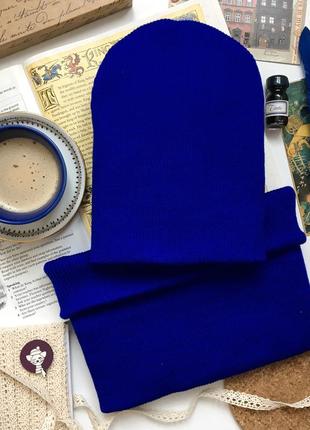 Демисезонный комплект шапка и хомут "ультрамарин"