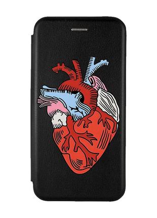 Чехол-книжка с рисунком для xiaomi redmi note 8t черный :: сердце анатомическое (принт 250)
