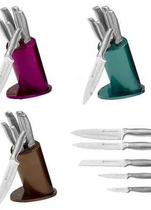 Набор кухонных ножей с подставкой 6 предметов edenberg eb-11021 набор ножей из нержавеющей стали на подставке4 фото