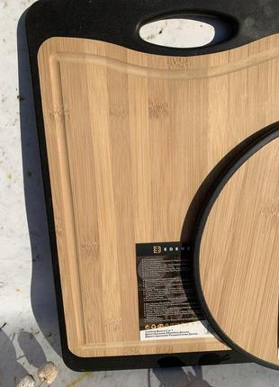 Обробна дерев'яна дошка двостороння edenberg eb-11942 кухонна дошка з твердого пластику кругла3 фото