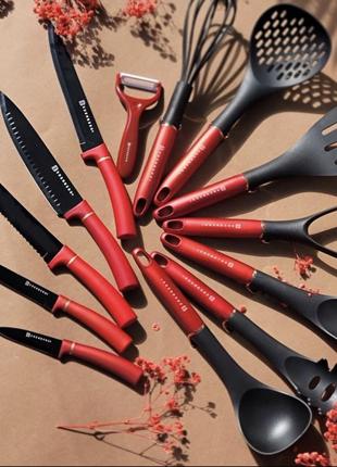 Набір кухонних ножів з кухонними приналежностями 14 предметів edenberg eb-11099 набір ножів з підставкою9 фото