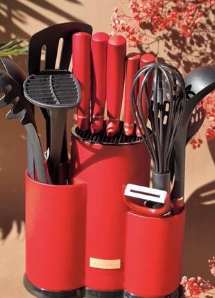 Набір кухонних ножів з кухонними приналежностями 14 предметів edenberg eb-11099 набір ножів з підставкою3 фото