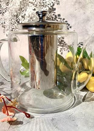 Чайник для заварювання чаю 650 мл edenberg eb-19036 чайник заварник скляний із неіржавким ситом довгий носик