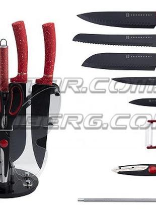 Набор кухонных ножей с подставкой 9 предметов edenberg eb-11062 набор ножей из нержавеющей стали на подставке1 фото