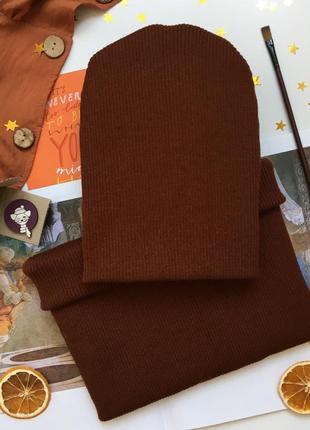 Демисезонный комплект шапка и хомут "терракот"