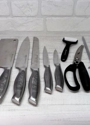 Набор кухонных ножей на магнитной подставке 9 предметов edenberg eb-3614 набор ножей из нержавеющей стали2 фото