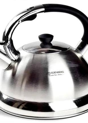 Чайник со свистком 3л из нержавеющей стали edenberg eb-2446 чайник для индукционной плиты черный2 фото