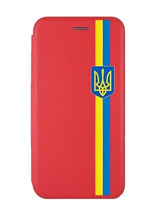 Чохол-книжка з малюнком для xiaomi redmi note 8t червоний; стрічка україна (принт 253)
