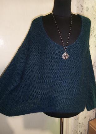 Italy,мохер-шерсть,укороченный свитер-пуловер,мега батал-оверсайз,италия1 фото