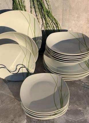 Набор фарфоровых обеденных тарелок 19 предметов edenberg eb-513 набор квадратных тарелок 6 персон2 фото