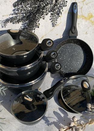 Набір кухонного посуду 15 предметів edenberg eb-5636 набір каструль із мармуровим антипригарним покриттям2 фото