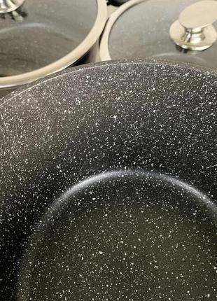 Набір каструль казанів із мармуровим покриттям edenberg eb-7423 набір кухонного посуду 6 предметів чорний6 фото