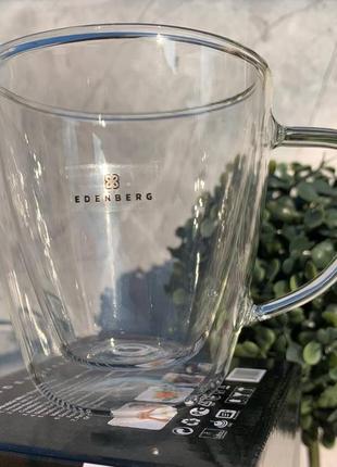 Набір скляних чашок із подвійними стінками 250 мл edenberg eb-19541 набір чашок із подвійним дном для кави та чаю4 фото