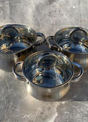 Набор кухонной посуды из нержавеющей стали 6 предметов edenberg eb-3716 набор кастрюль для индукционной плиты8 фото