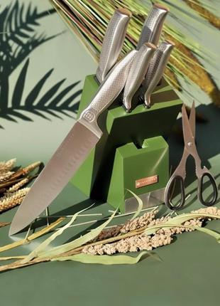 Набор кухонных ножей с деревянной подставкой 7 предметов edenberg eb-11023 набор ножей из нержавеющей стали2 фото