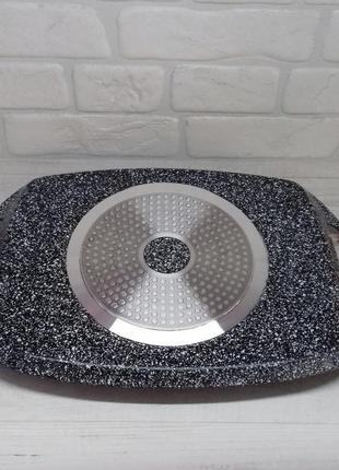 Сковорода-гриль-протинь 3в1 з відсіками гранітне антипригарне покриття edenberg eb-3305 сковорода-піднос5 фото