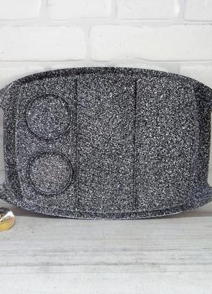 Сковорода-гриль-протинь 3в1 з відсіками гранітне антипригарне покриття edenberg eb-3305 сковорода-піднос2 фото