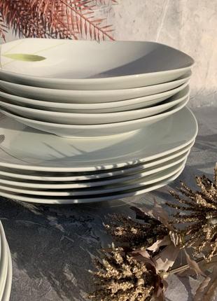 Обеденный набор посуды фарфор 18 предметов edenberg eb-501 набор квадратных тарелок 6 персон6 фото