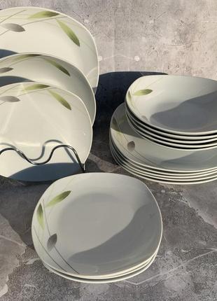 Обеденный набор посуды фарфор 18 предметов edenberg eb-501 набор квадратных тарелок 6 персон9 фото