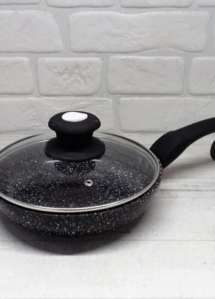 Сковорода з гранітним антипригарним покриттям 20см edenberg eb-4132 сковорода для індукційної плити з кришкою1 фото